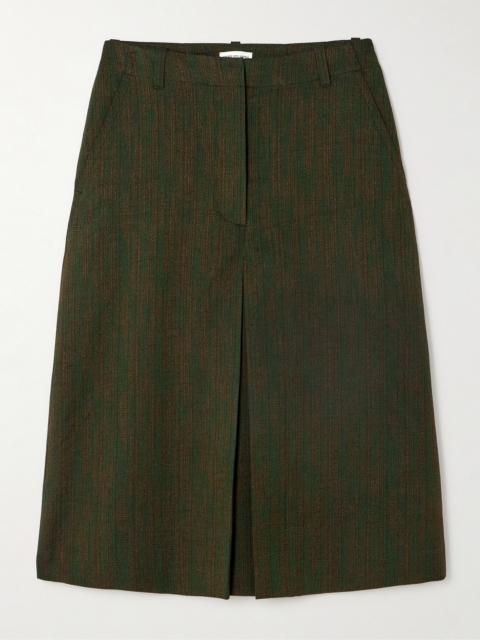 Dries Van Noten Metallic 코튼 블렌드 자카드 미디 스커트
