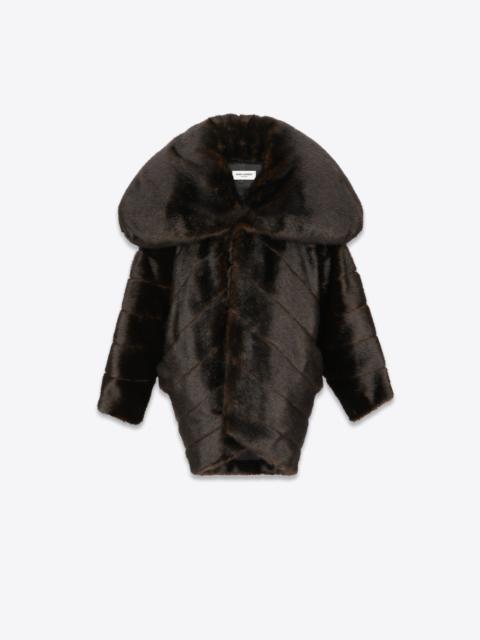 SAINT LAURENT oversize coat in animal-free fur