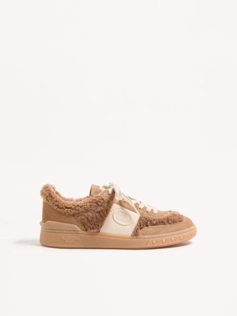 Valentino UPVILLAGE SNEAKER IN WOOL AND CRUST LEATHER