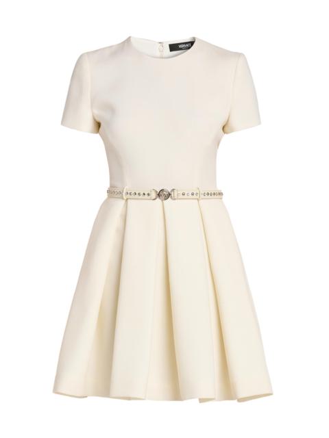 VERSACE Women's Wool Crepe Belted Minidress - White