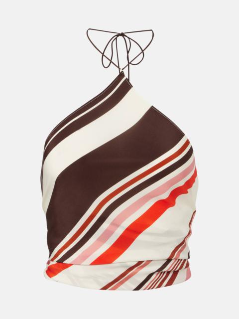 SIR. Thistle striped open-back silk satin top