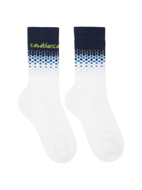 CASABLANCA White Blue Halftone Gradient Socks