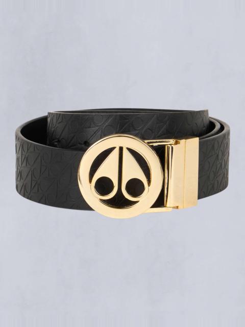 MOOSE KNUCKLES CIRCULAR GOLD LOGO ICON BELT