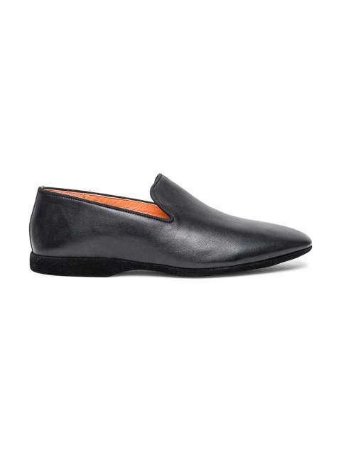 Men's black leather slipper