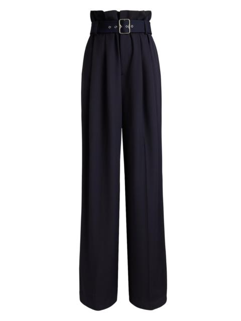 Ralph Lauren Women's Alan Wool High-Rise Wide-Leg Paperbag Pants - Icon Navy