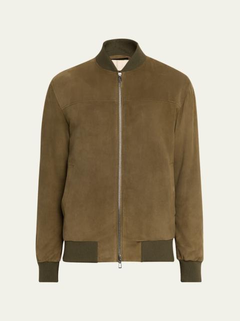 Loro Piana Men's Suede Full-Zip Bomber Jacket