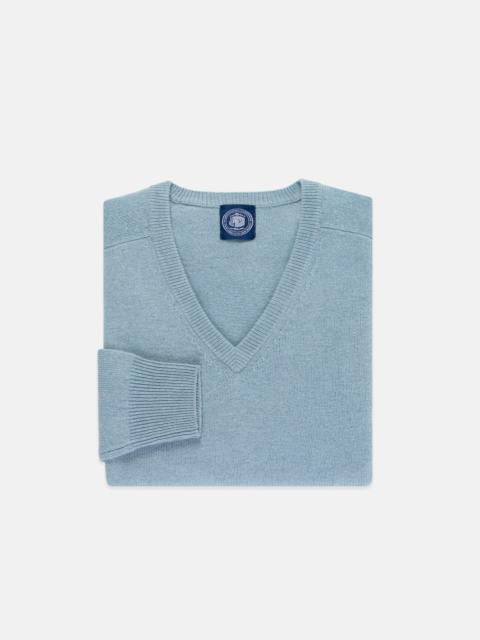 J. PRESS LIGHT BLUE LAMBSWOOL V-NECK SWEATER