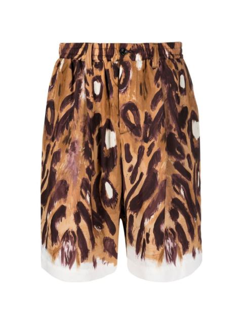 Marni all-over leopard-print shorts