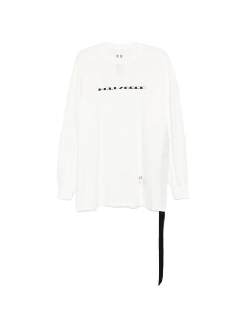 Rick Owens DRKSHDW Hollywood Logo Jumbo Long Sleeve Tee Shirt "White Black" DU01E3261 RNEP5 1109