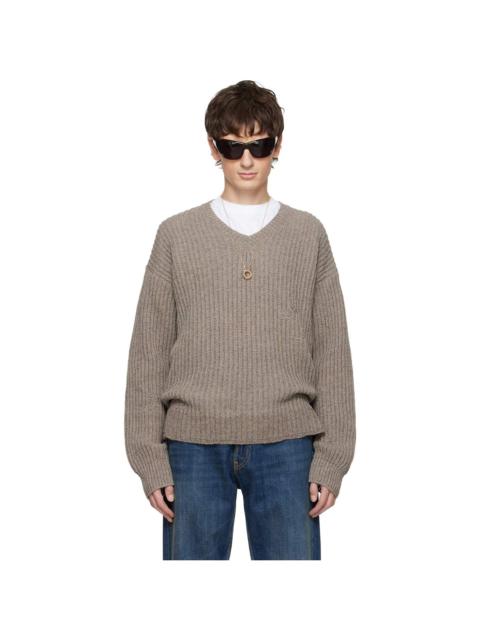 Maison Margiela Taupe Rib-Knit Sweater