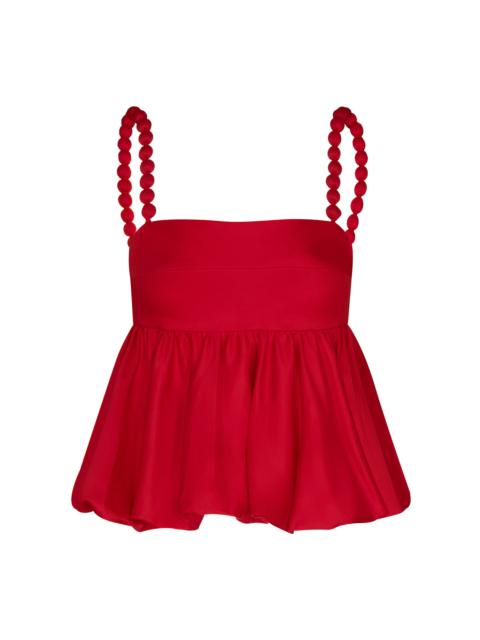 ANDRES OTALORA Somos Dos Gathered Cotton-Poplin Top red