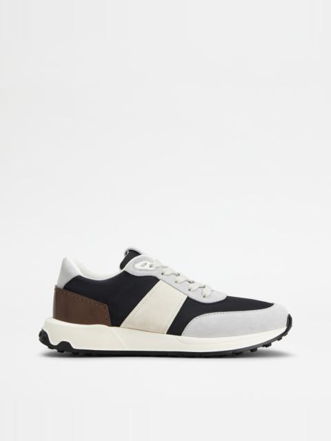 Tod's SNEAKERS IN LEATHER AND TECHNICAL FABRIC - GREY, BLACK, OFF WHITE