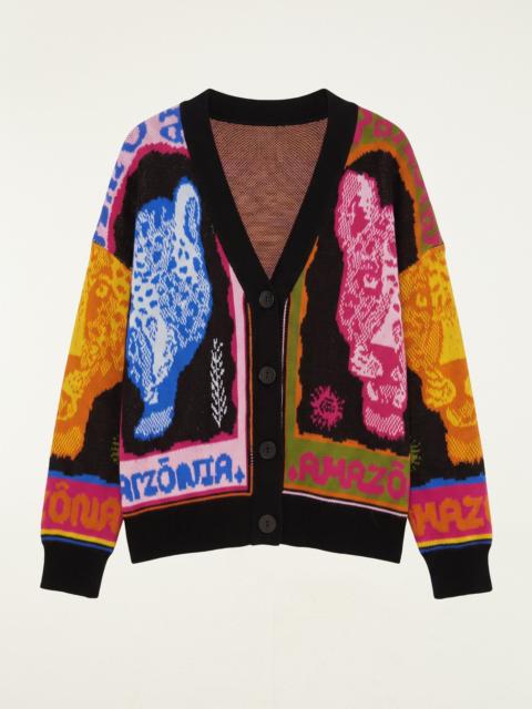 FARM RIO Multicolor Panthers Buttoned Knit Cardigan