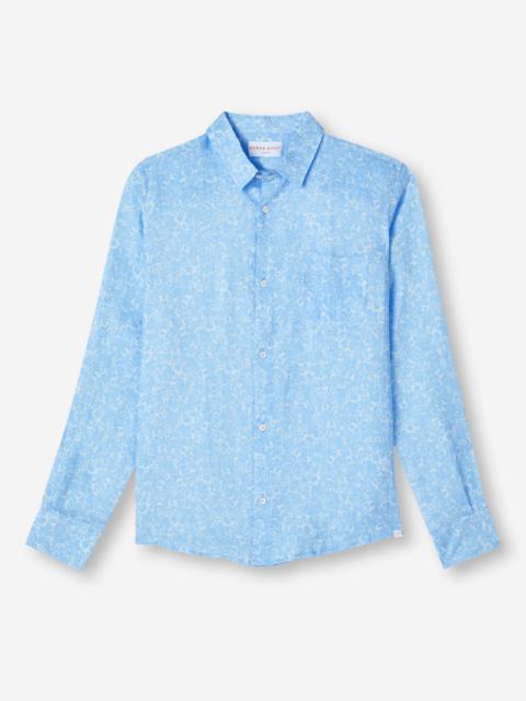 Derek Rose Men's Shirt Milan 21 Linen Blue