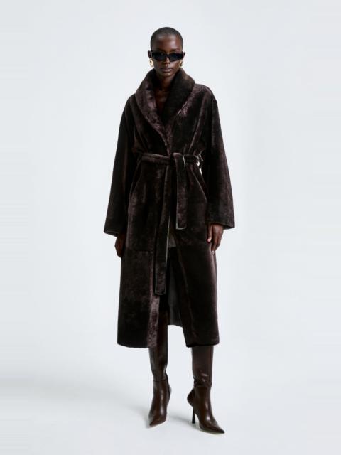 NOUR HAMMOUR Imani Shearling Coat brown