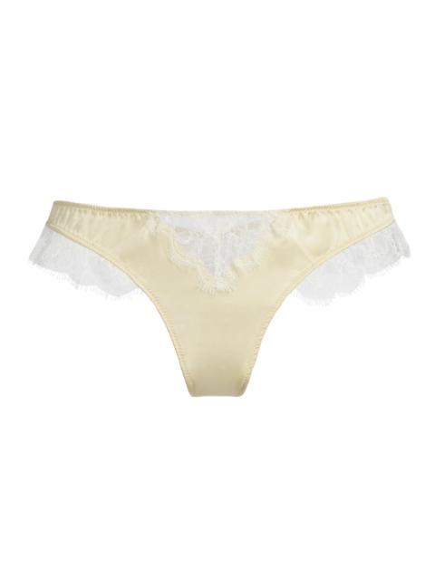 KIKI DE MONTPARNASSE Women's Lace Inset Thong - Beurre