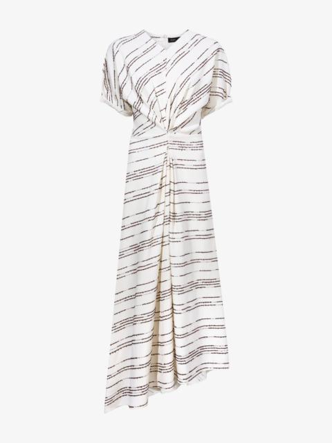 Vivienne Asymmetrical Dress in Textured Stripe Flou