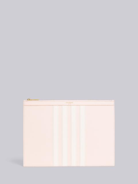 Thom Browne Light Pink Pebble Grain Leather 4-Bar Applique Medium Document Holder