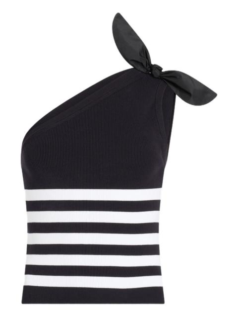 PATOU striped-pattern bow-detail one shoulder top