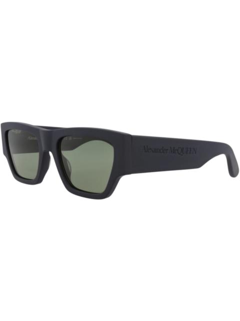 McQ Alexander McQueen Alexander McQueen Square Rectangle Sunglasses Blue Blue Green (AM0393S-30014334-005)