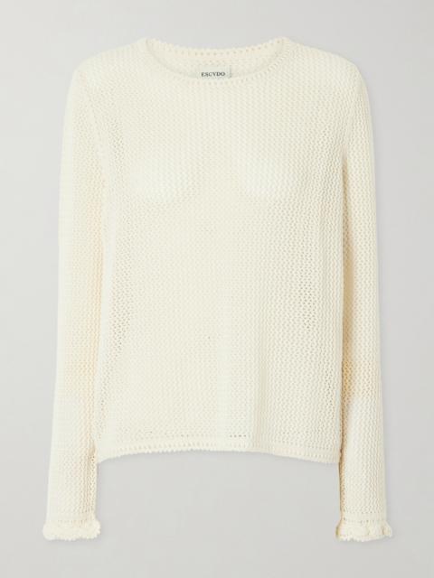 ESCVDO Mural Crocheted Cotton Blouse