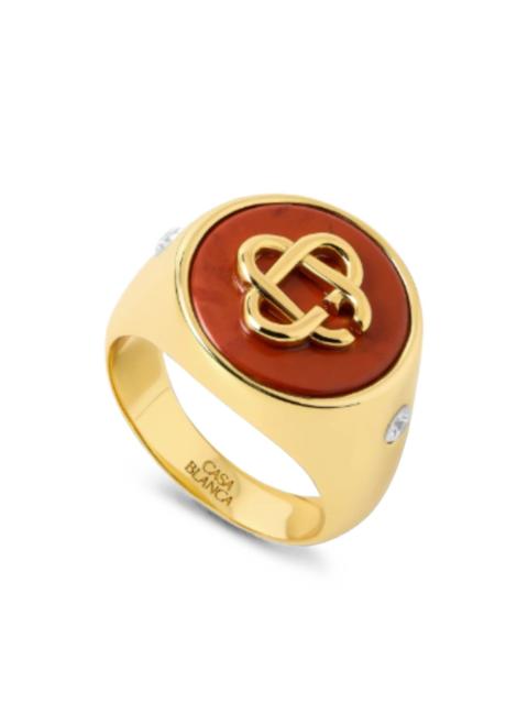 CASABLANCA logo-plaque signet jasper ring