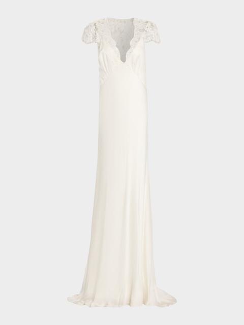 TWP Lace-Trimmed Silk Gown