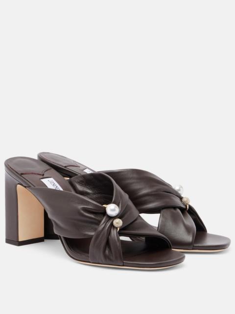 JIMMY CHOO Rafi embellished leather mules