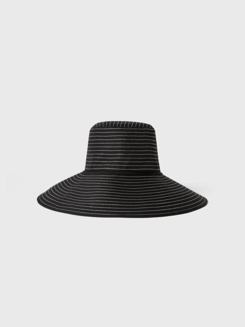 Embroidered silk sun hat black