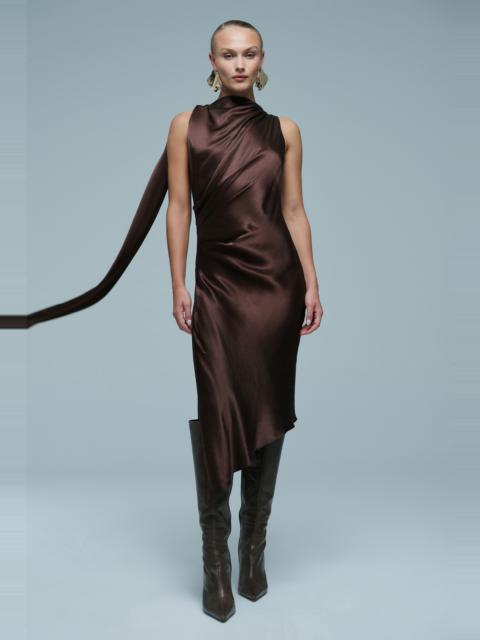 BARDOT Valentine High Low Dress In Dark Chocolate