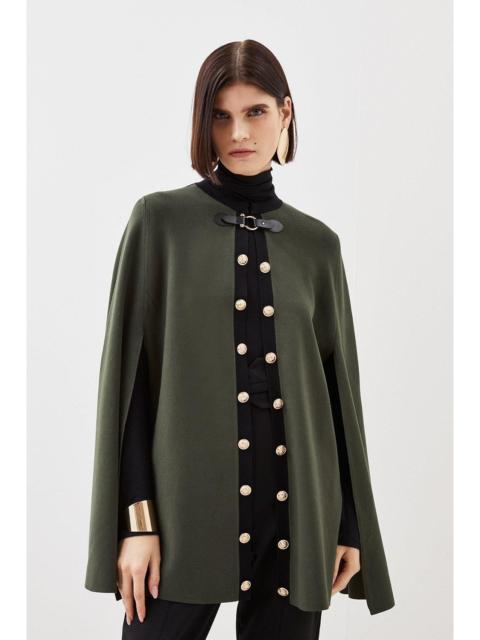 KAREN MILLEN Viscose Blend Military Trim Knitted Cape