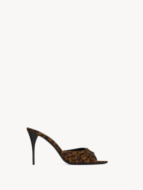 SAINT LAURENT BABYLONE MULES IN LEOPARD GROSGRAIN