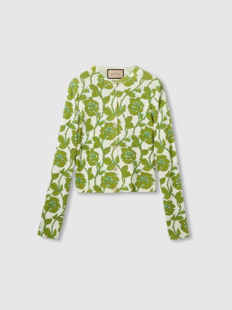 Gucci Floral Print Fine wool Silk Cardigan