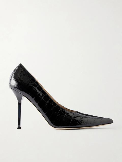 CHRISTEN Helix 95 Croc-effect Patent Leather Pumps