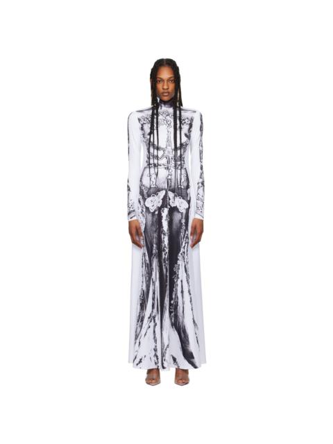 Jean Paul Gaultier White & Black 'The Gaultier Paris' Maxi Dress