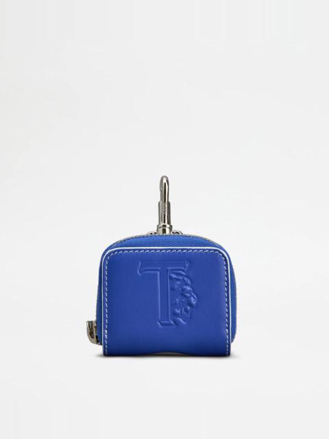 Tod's TOD'S AIRPODS HOLDER IN LEATHER - BLUE