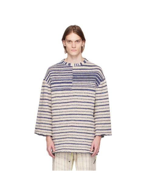 vitelli SSENSE Exclusive Off-White & Blue Sweater