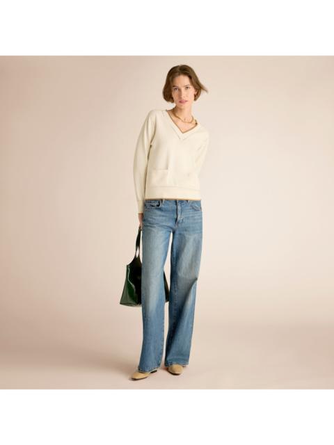 M.M.LaFleur Louella V-Neck Pullover - Contrast 365 Cotton Silk Knit