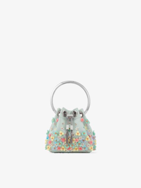 JIMMY CHOO Micro Bon Bon
Light Verde Satin Bag With Embroidery Daisies
