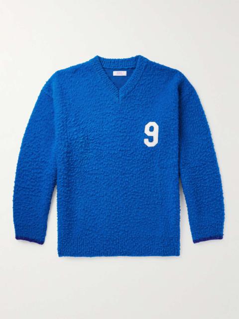 Appliquéd Brushed Knitted Sweater