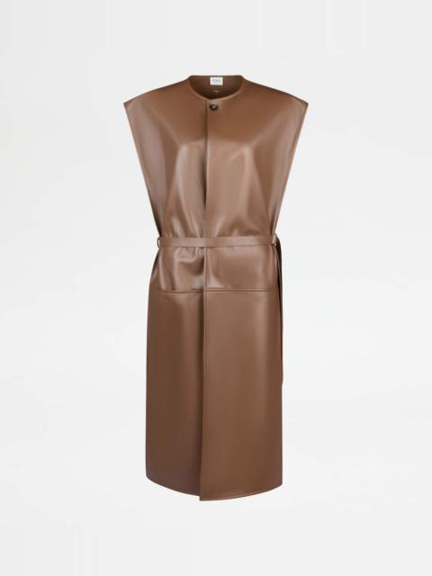 Tod's DRESS IN LEATHER - BROWN