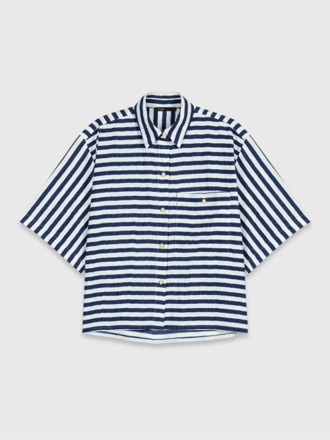 maje Cropped linen-blend shirt