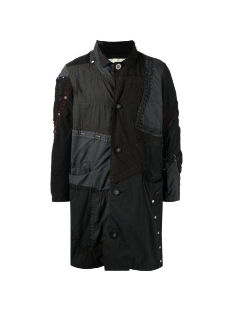 By Walid patchwork single-breasted coat