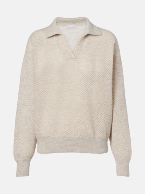 Brunello Cucinelli Open-knit polo sweater
