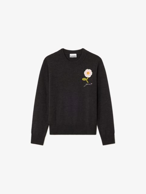 GANNI SWEATER WITH CROCHET FLOWER