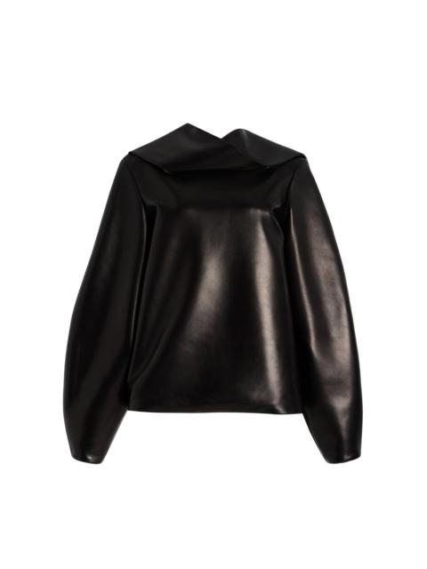BRANDON MAXWELL The Quinn Scarf-Detailed Leather Top black