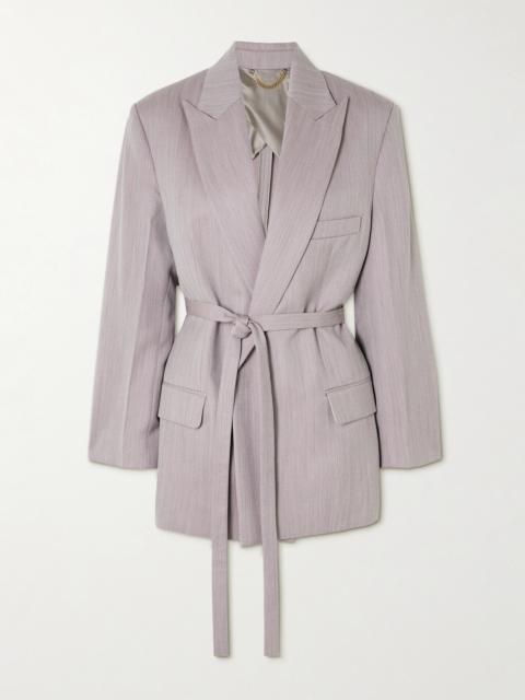 Victoria Beckham Belted Textured-wool Blazer