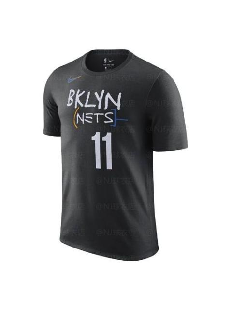 Nike 남자 나이키 농구 스포츠 짧은 소매 SW 팬 판 브루클린 그물 Kyrie Irving No. 11 검정 T-S