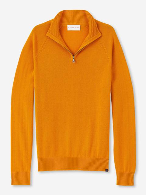 Derek Rose Men's Half-Zip Sweater Finley Cashmere Orange