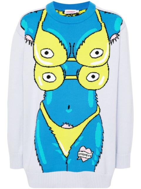 CHARLES JEFFREY LOVERBOY intarsia-knit cotton jumper